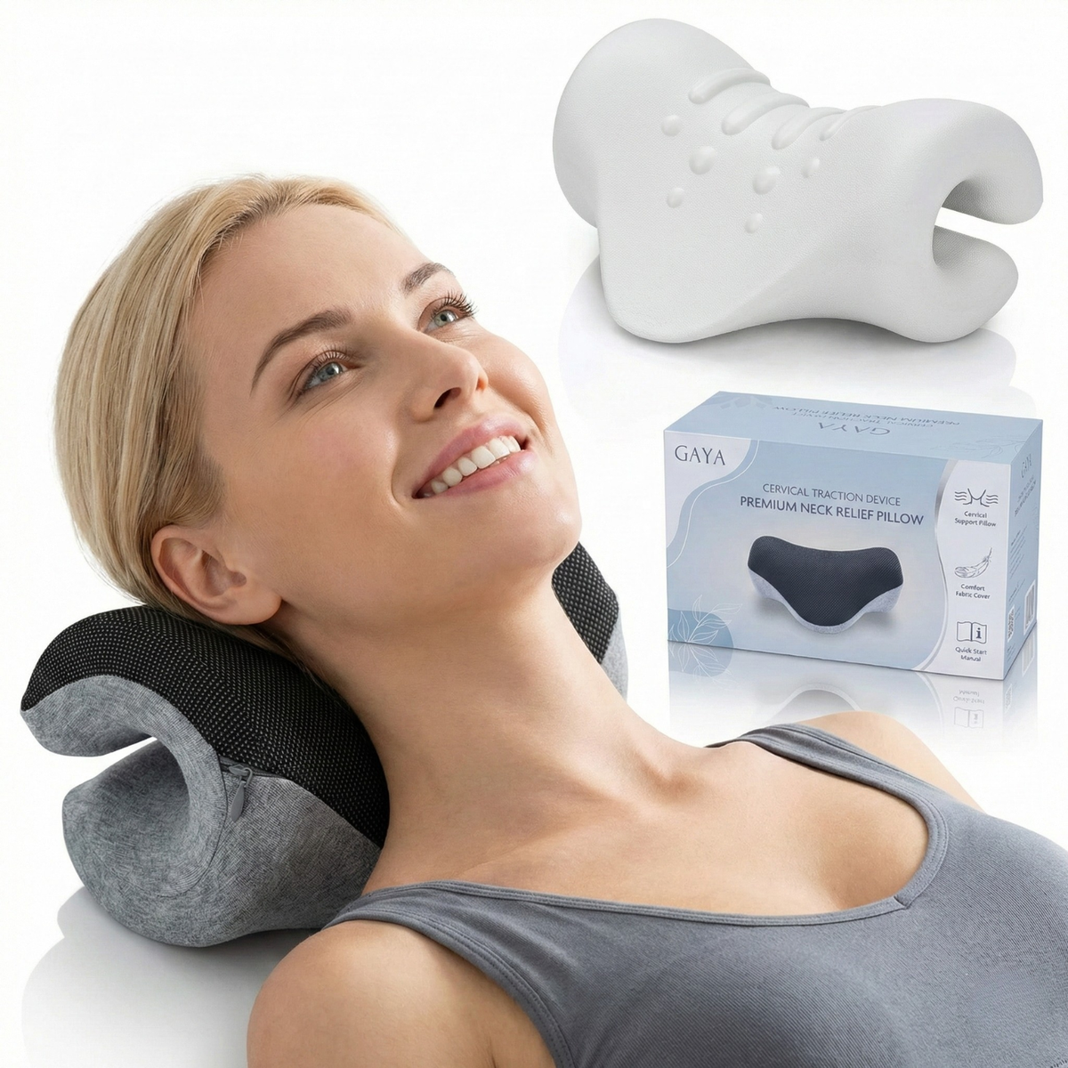 Groundiva™ Neck Stretcher for Pain Relief | Cervical Traction with Removable Sleeve