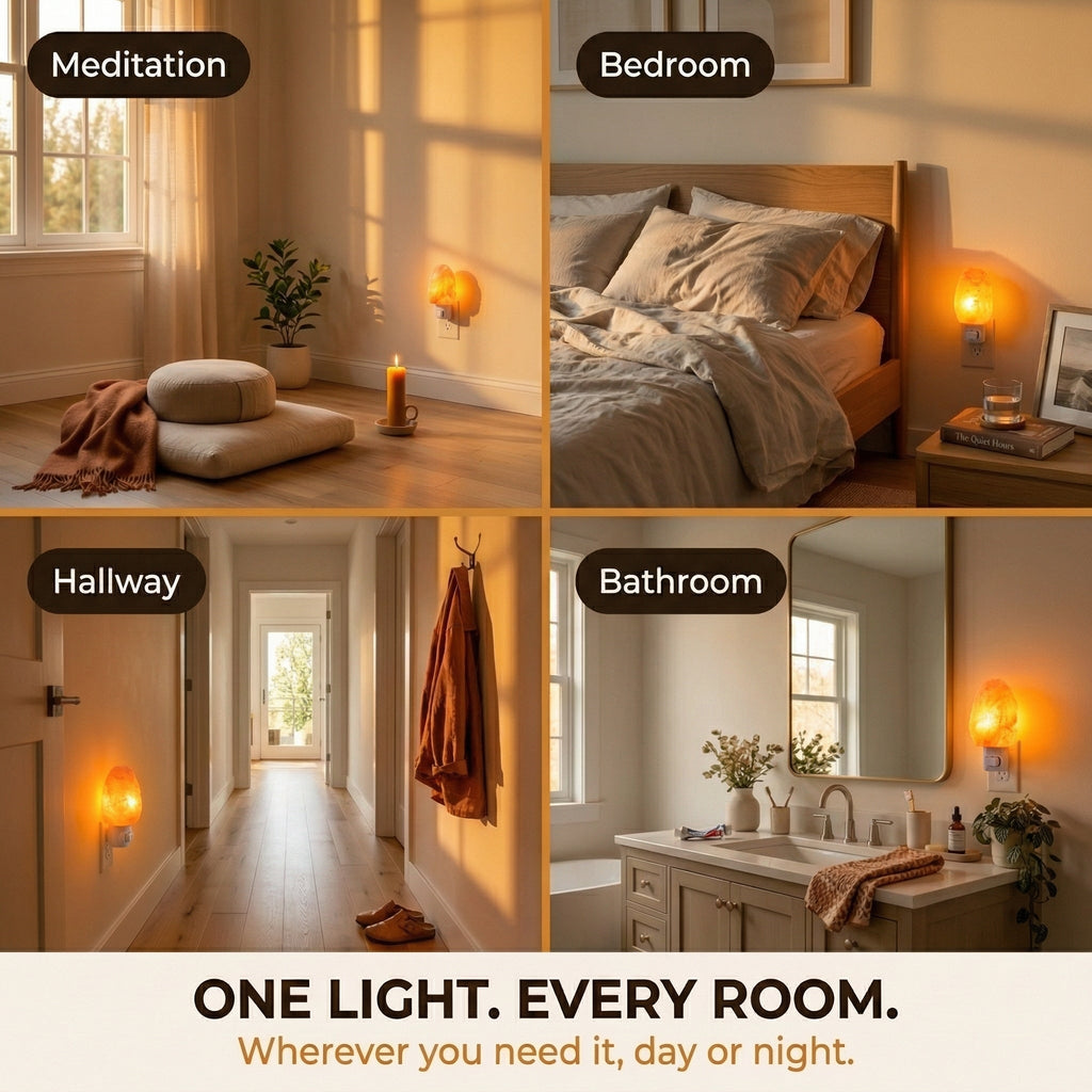 Groundiva™ Himalayan Salt Night Light | Amber Plug-in Lamp