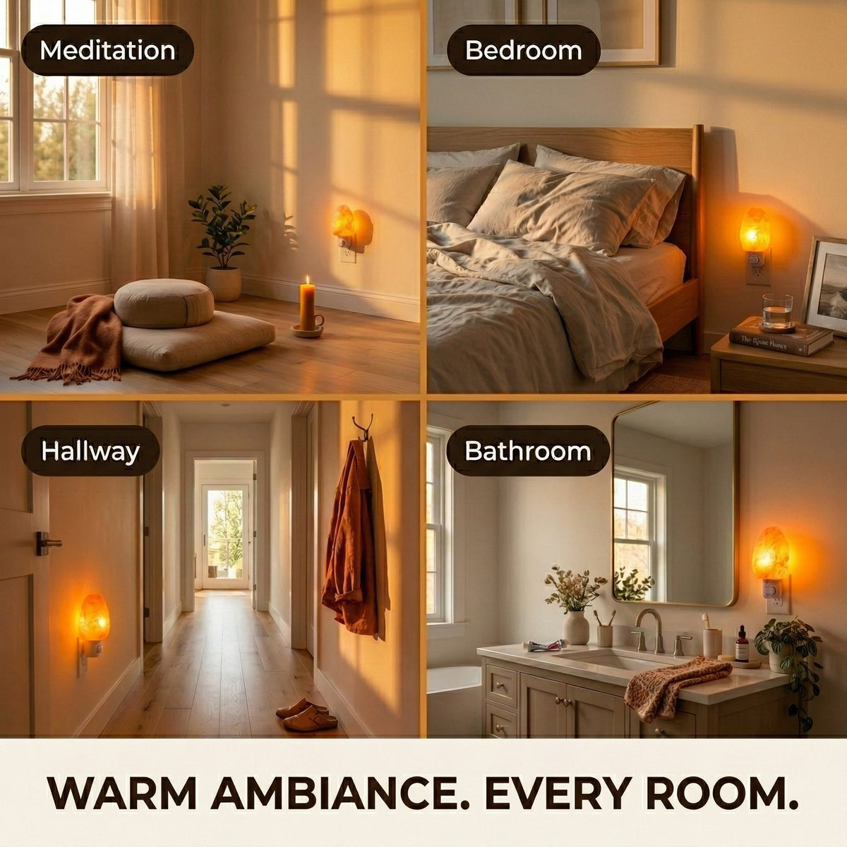 Groundiva™ Himalayan Salt Night Light | Amber Plug-in Lamp