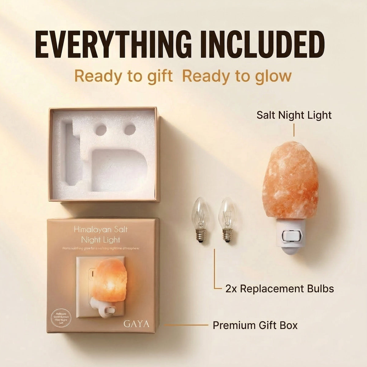 Groundiva™ Himalayan Salt Night Light | Amber Plug-in Lamp