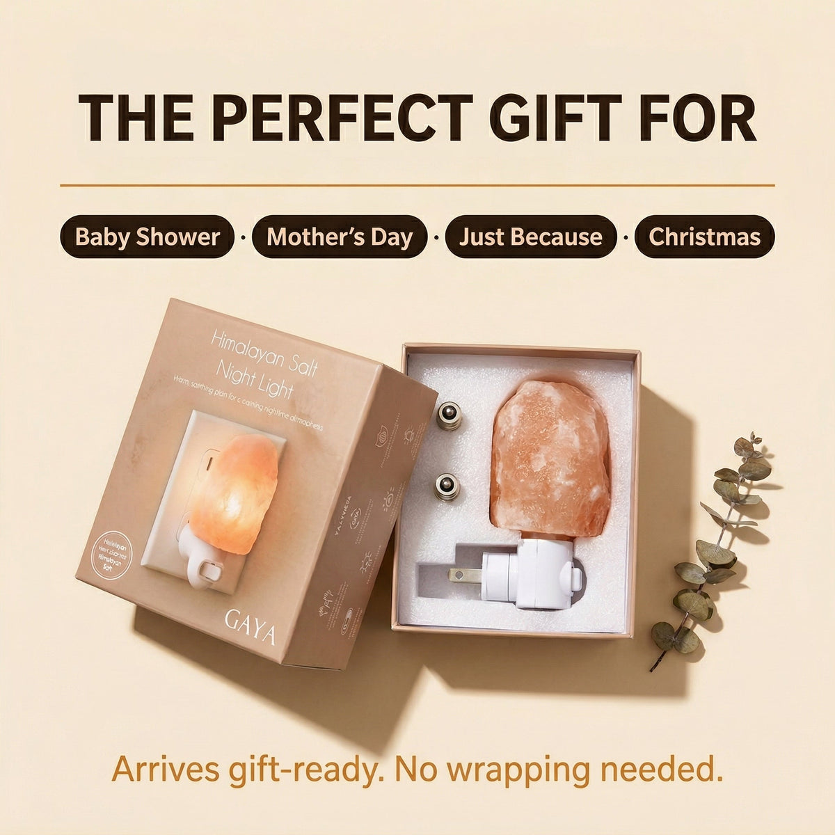 Groundiva™ Himalayan Salt Night Light | Amber Plug-in Lamp