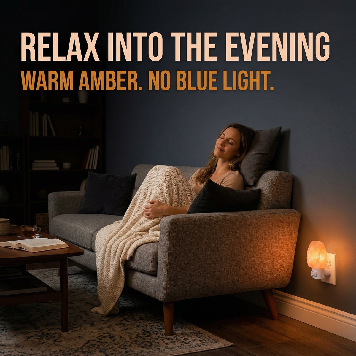 Groundiva™ Himalayan Salt Night Light | Amber Plug-in Lamp