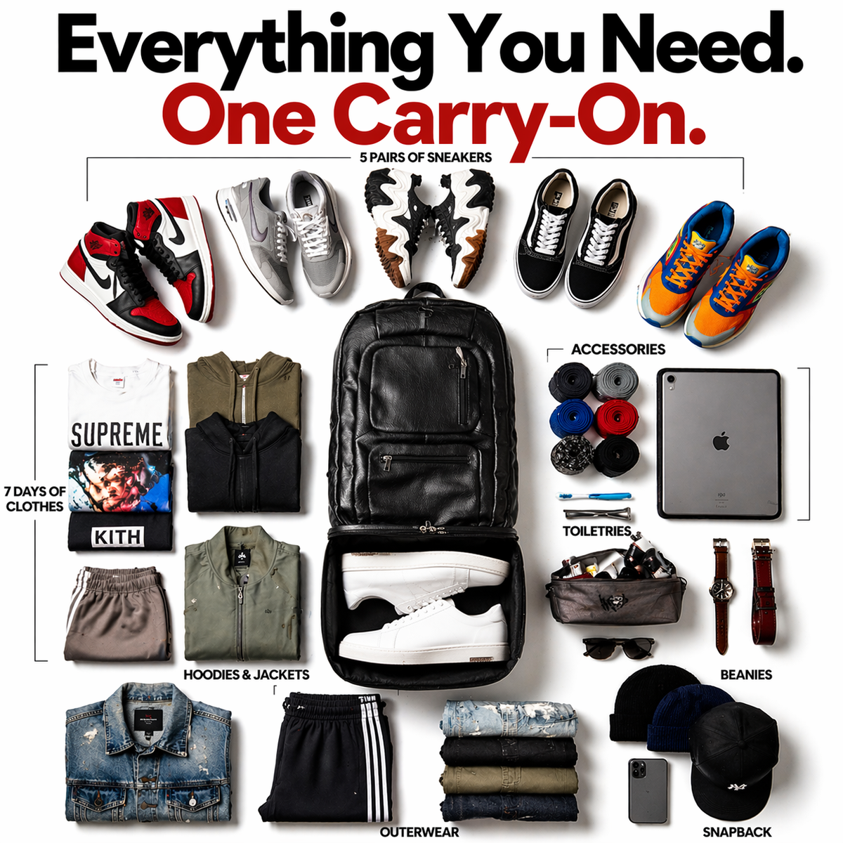 Black Leather Patented Carry-on Bag (XL Design) (Only 300 Made)