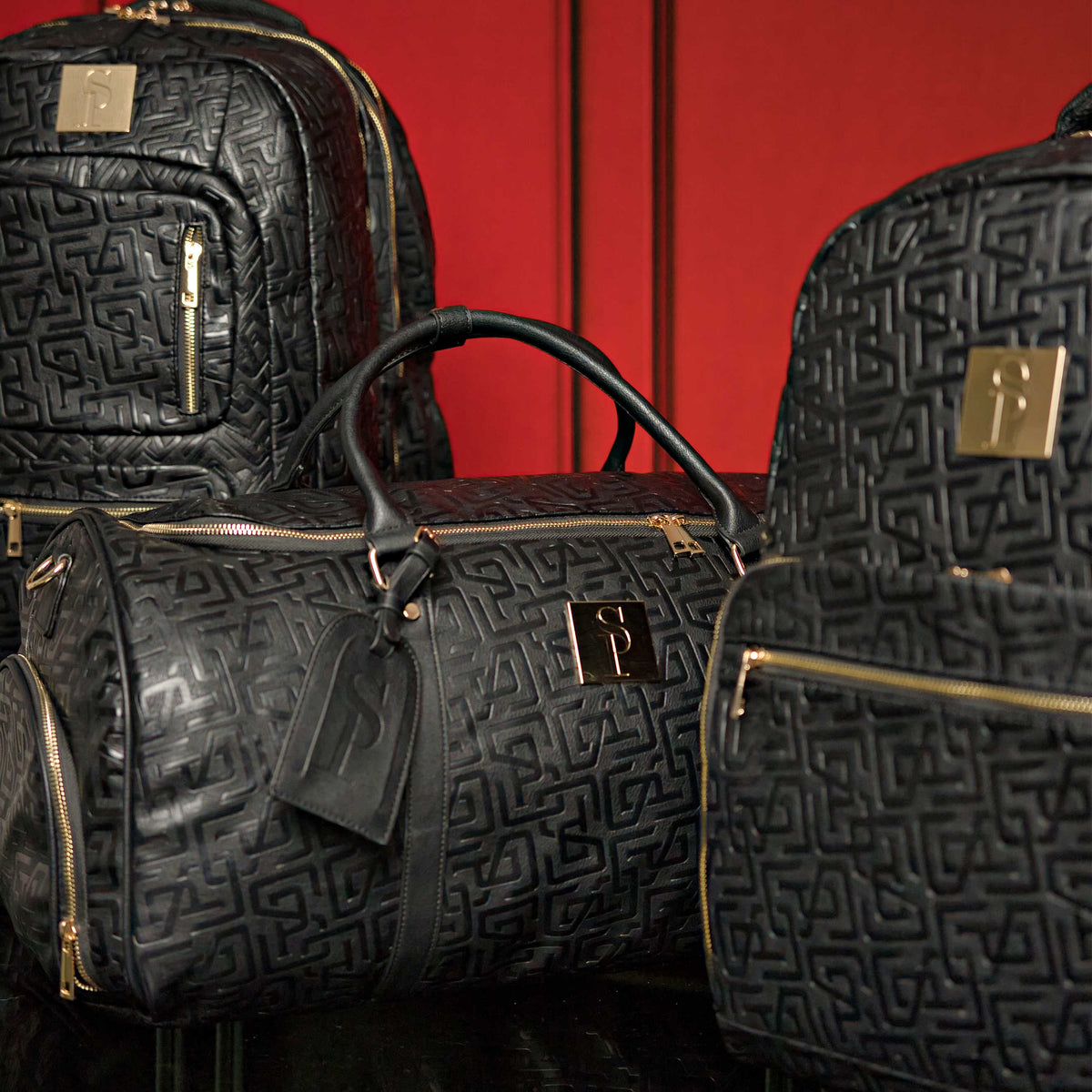 Monogram Leather 3 Bag Set (Signature Backpack, Commuter and Duffle Bag)